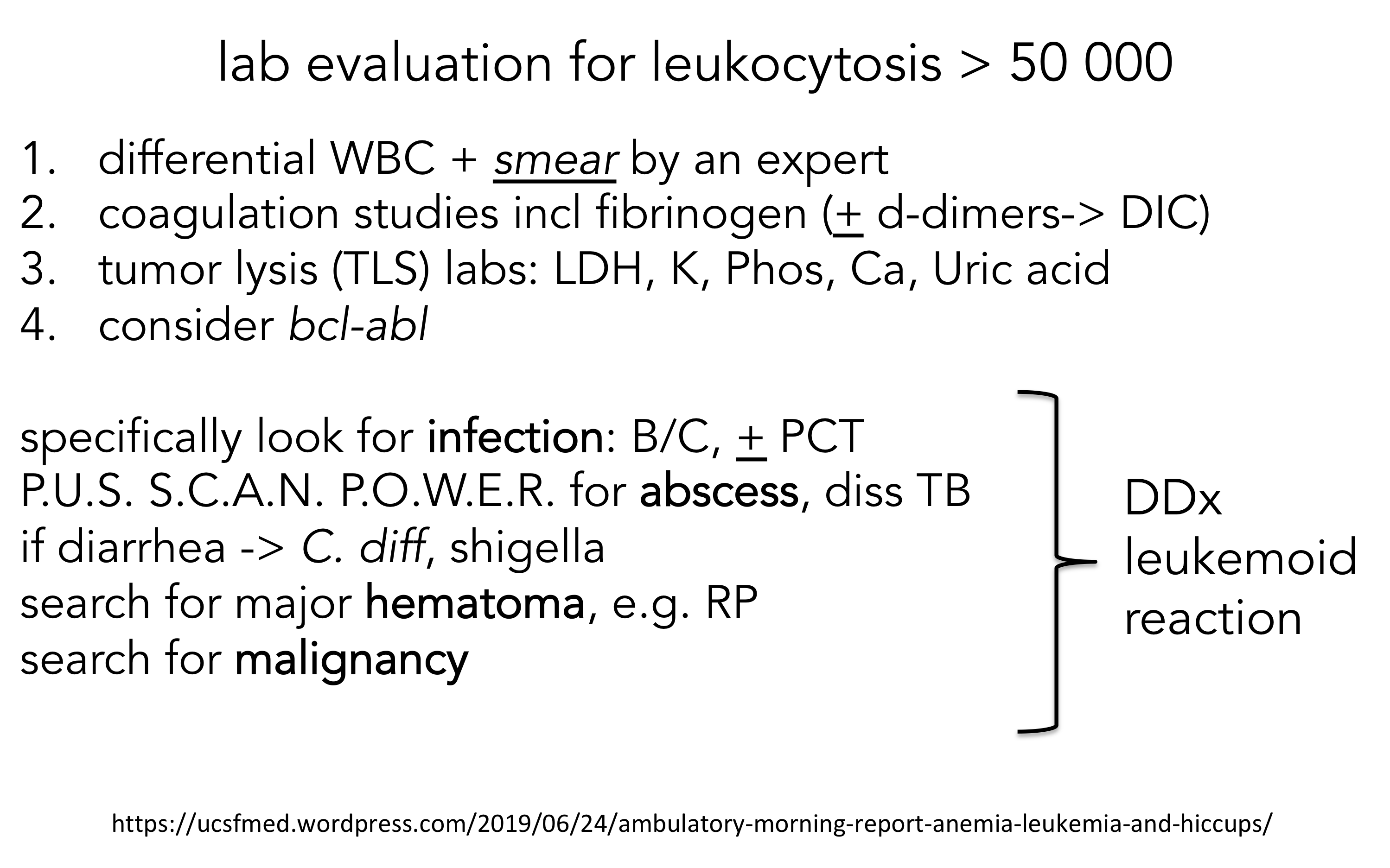leukocytosis and leukemoid reaction | VIGILANTIA et HUMILITAS